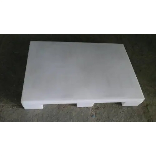 Roto Moulded Pallet - HDPE Plastic, 1000x1000x150 mm, Blue/White/Yellow/Black | 4-Way Entry, 5 mt Load Capacity, Solid Box Style