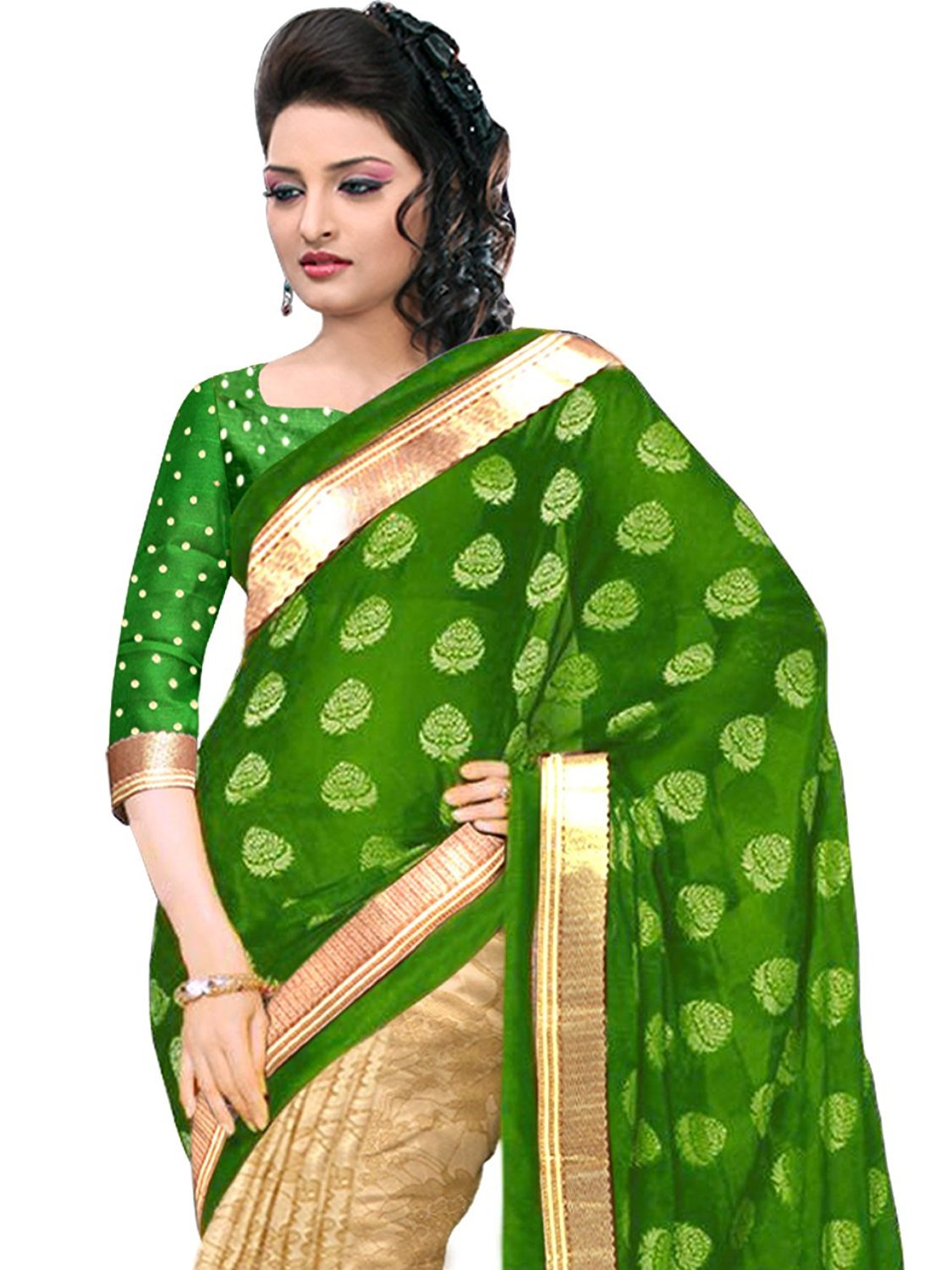 Designer Cotton Silk Saree - 5.5 Mtr Length 0.8 Mtr Blouse | Multi-colour Printed Fabric Ideal For Rainy Spring Summer & Winter Seasons