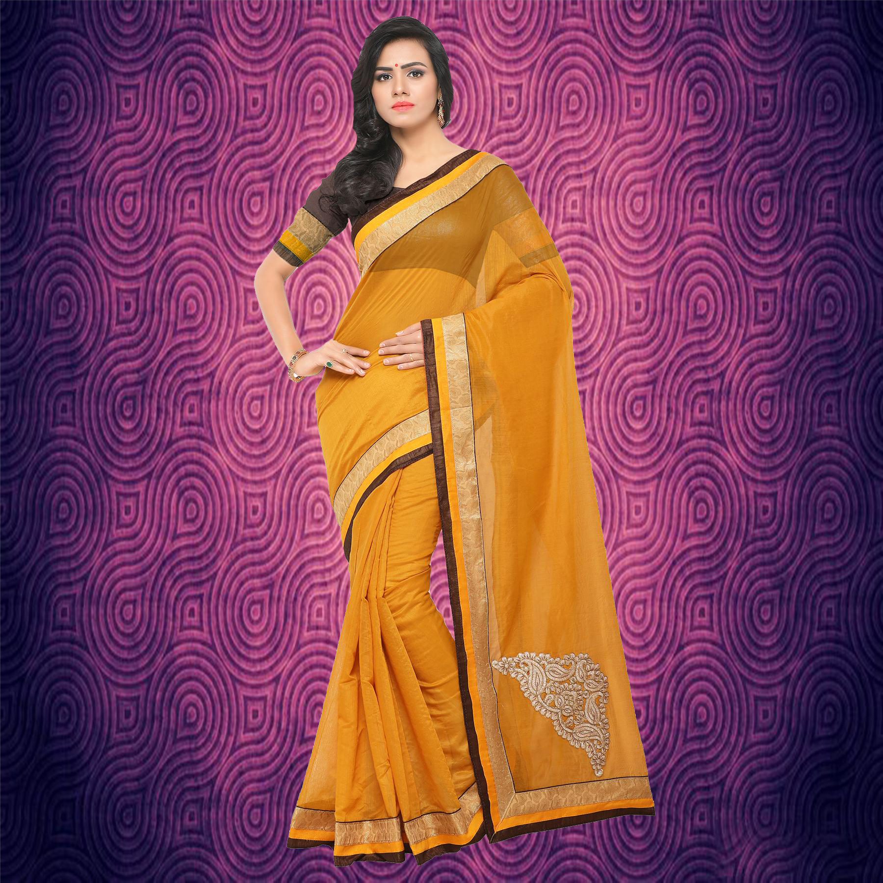 Chanderi Saree - Cotton Silk Material, Sky Blue Color | Elegant Plain Design With Lace Border And Butta Pallu