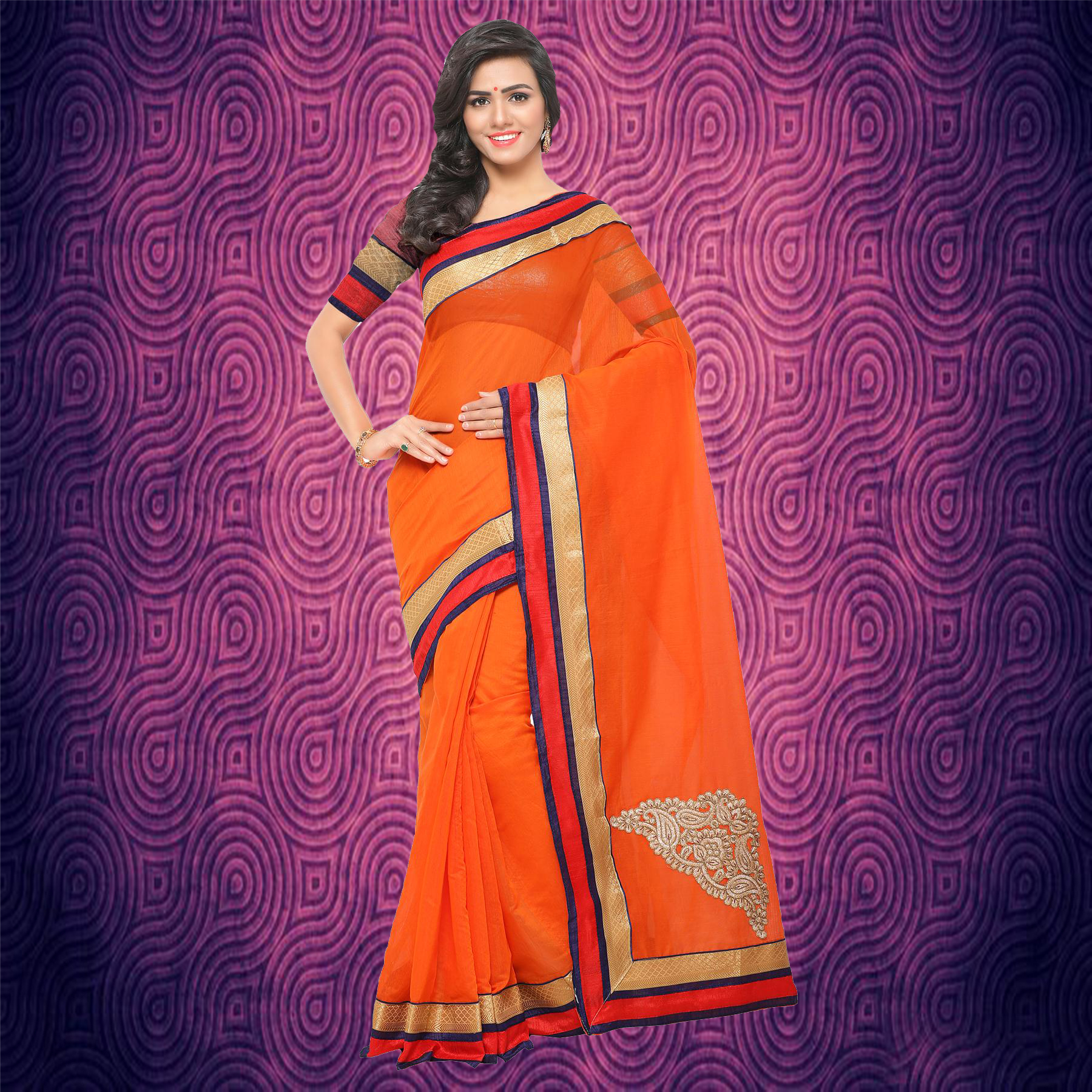 Chanderi Saree - Cotton Silk Material, Sky Blue Color | Elegant Plain Design With Lace Border And Butta Pallu