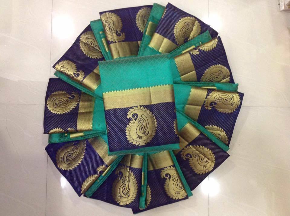 New Designer Kanjivaram Saree - Kanjivaram Silk, 5.5 Mtr Length, 0.8 Mtr Blouse | Multi-colour, Art Silk, Plain Pattern, Suitable For All Seasons