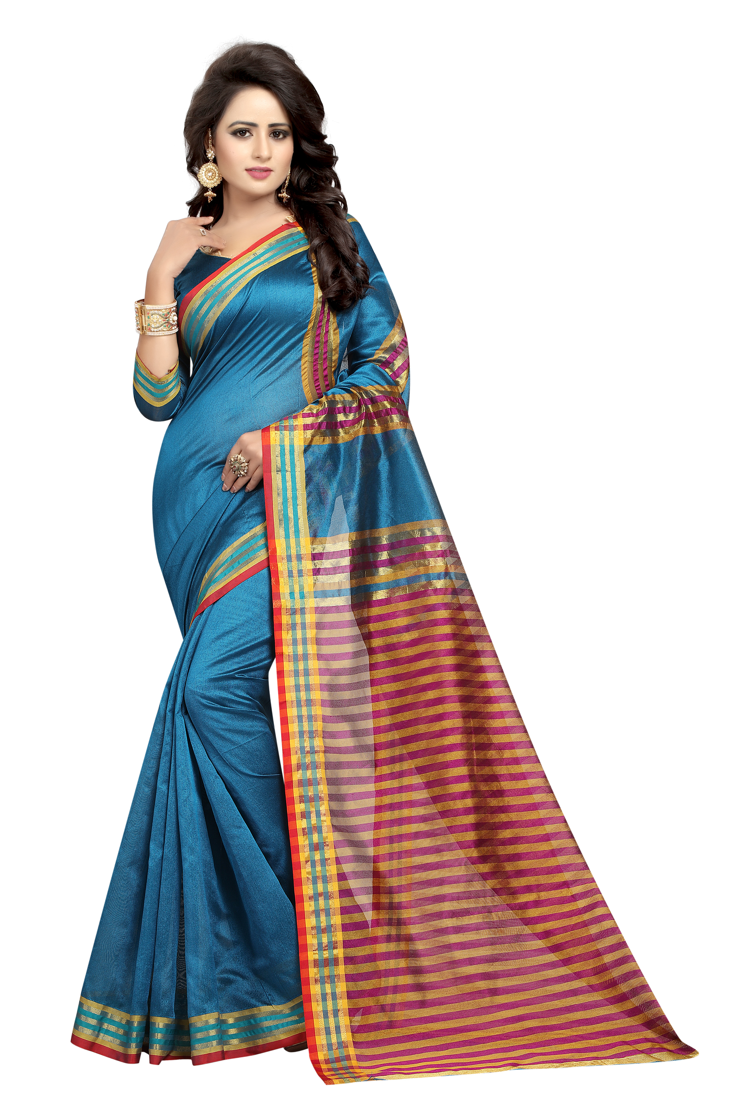Fancy Printed Cotton Silk Saree - Cotton Silk Fabric Multi-colour Printed Pattern | Suitable For Rainy Spring Summer Winter Seasons
