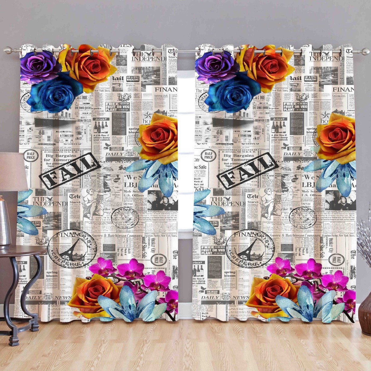Multicolor Digital Printed Polyester Curtains