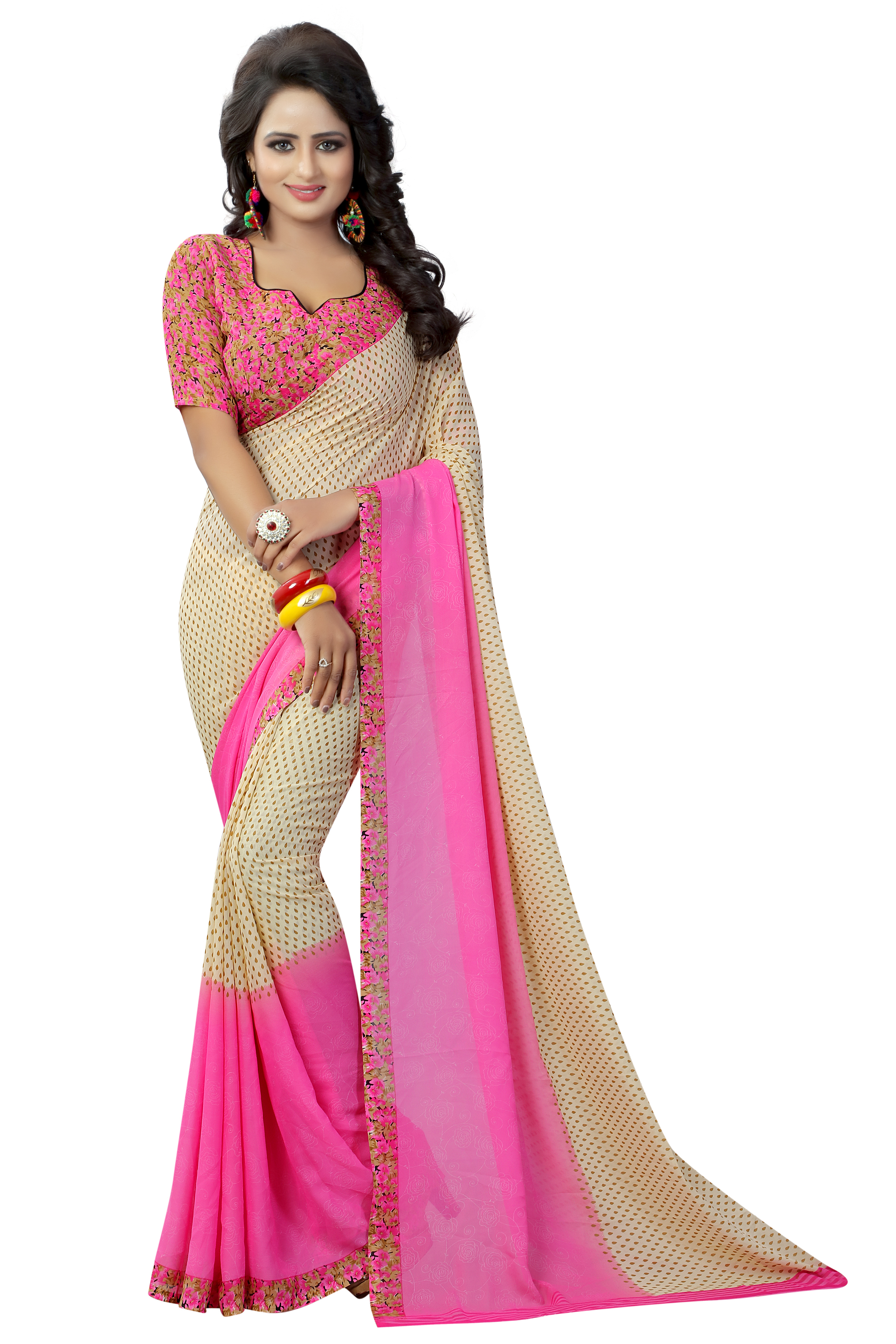 Designer Georgette Saree - Art Silk, 5.5 Mtr Length, 0.8 Mtr Blouse | Multi-colour, Printed Pattern, Perfect For Festive Occasions