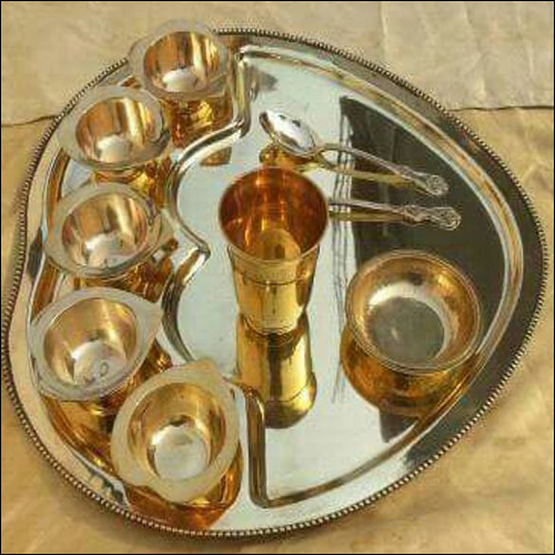 Generic Brass Maharaja Thali Set With Bowl