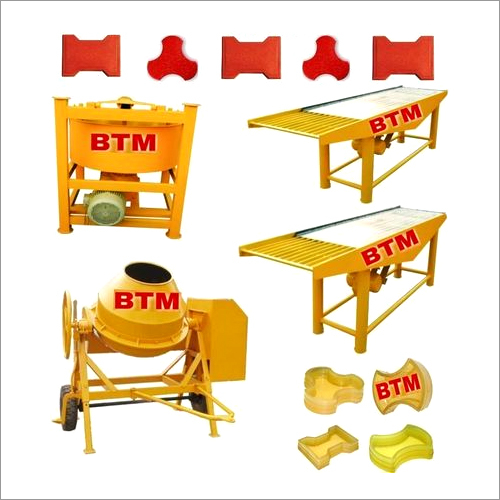 Interlocking Tiles Making Machine - 200L Capacity, Automatic Iron Construction | PLC Control, Yellow Finish, Produces 3000 Tiles/Day