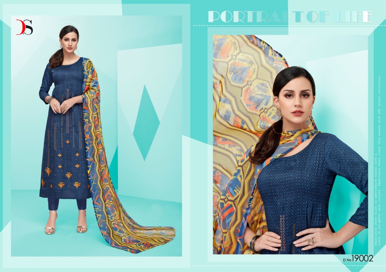 Blue Deepsy Straight Cut Salwar Suits