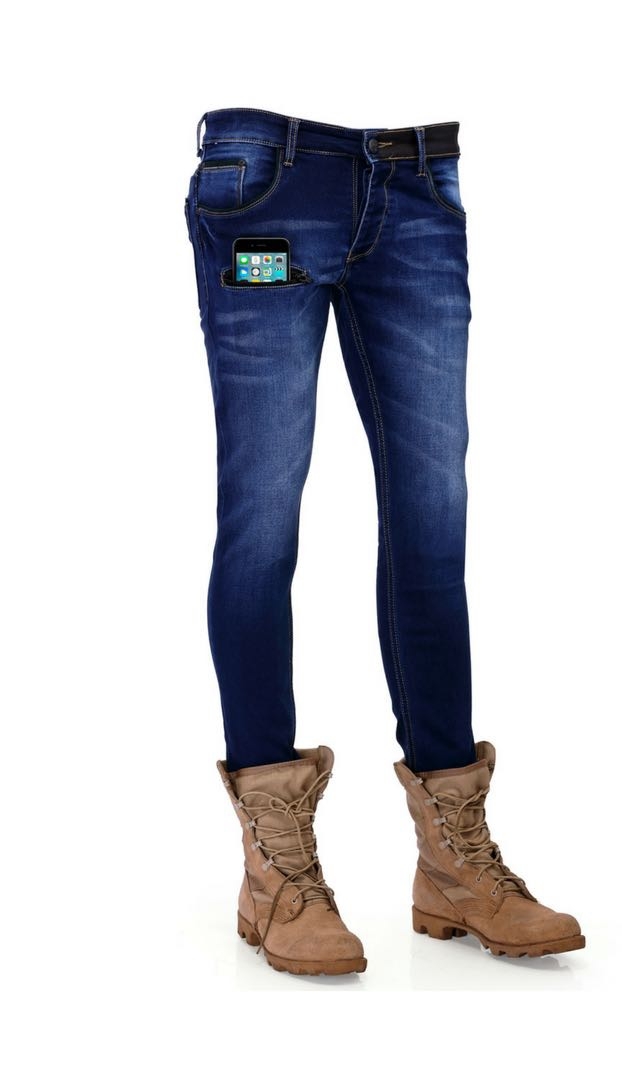 Blue Black Grey White Men's Jeans