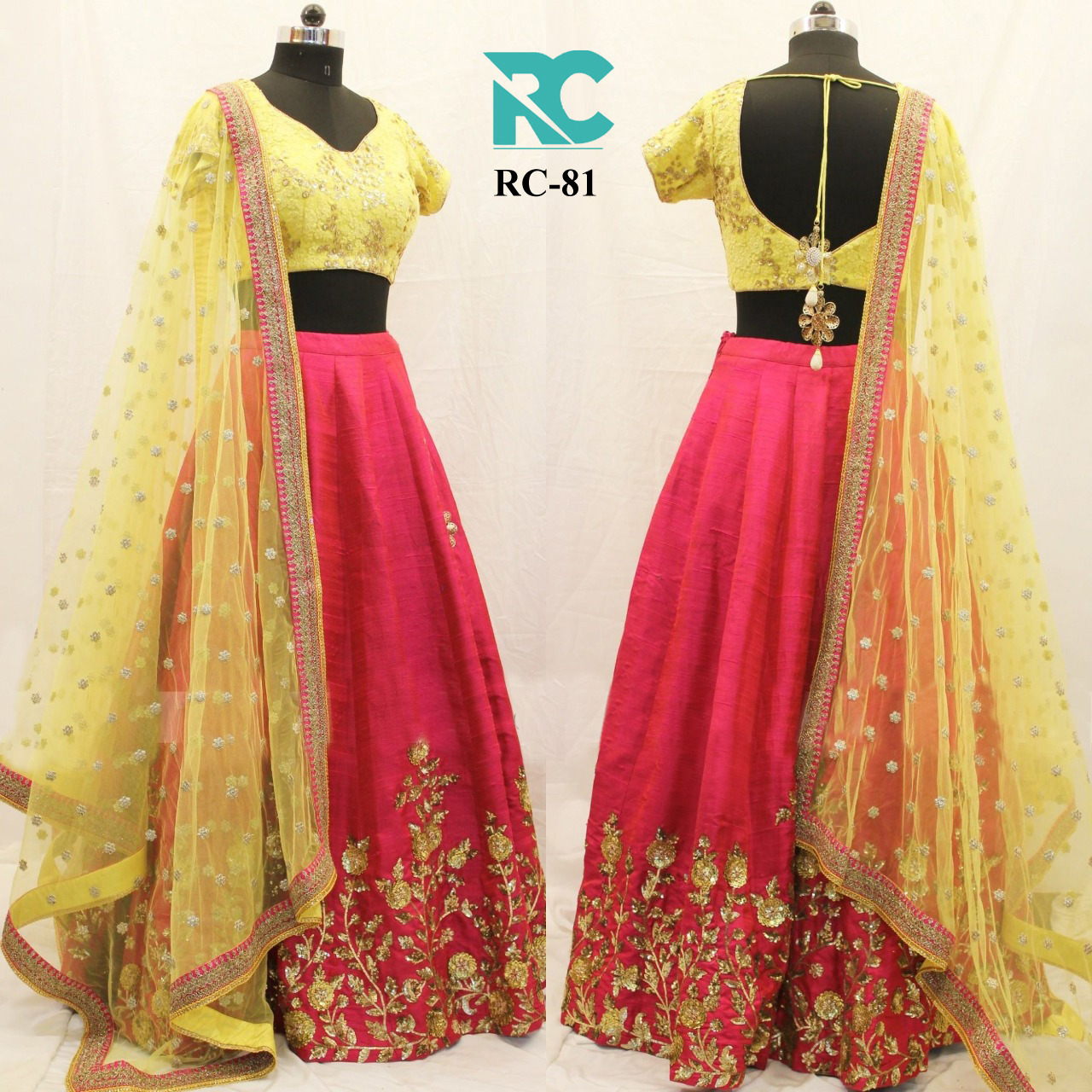 Yellow Mix Colour Regular Pink Lehenga