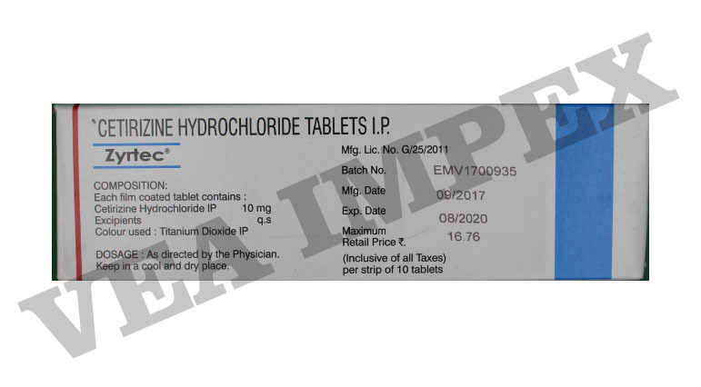 Zyrtec Tablets - Drug Type: General Medicines