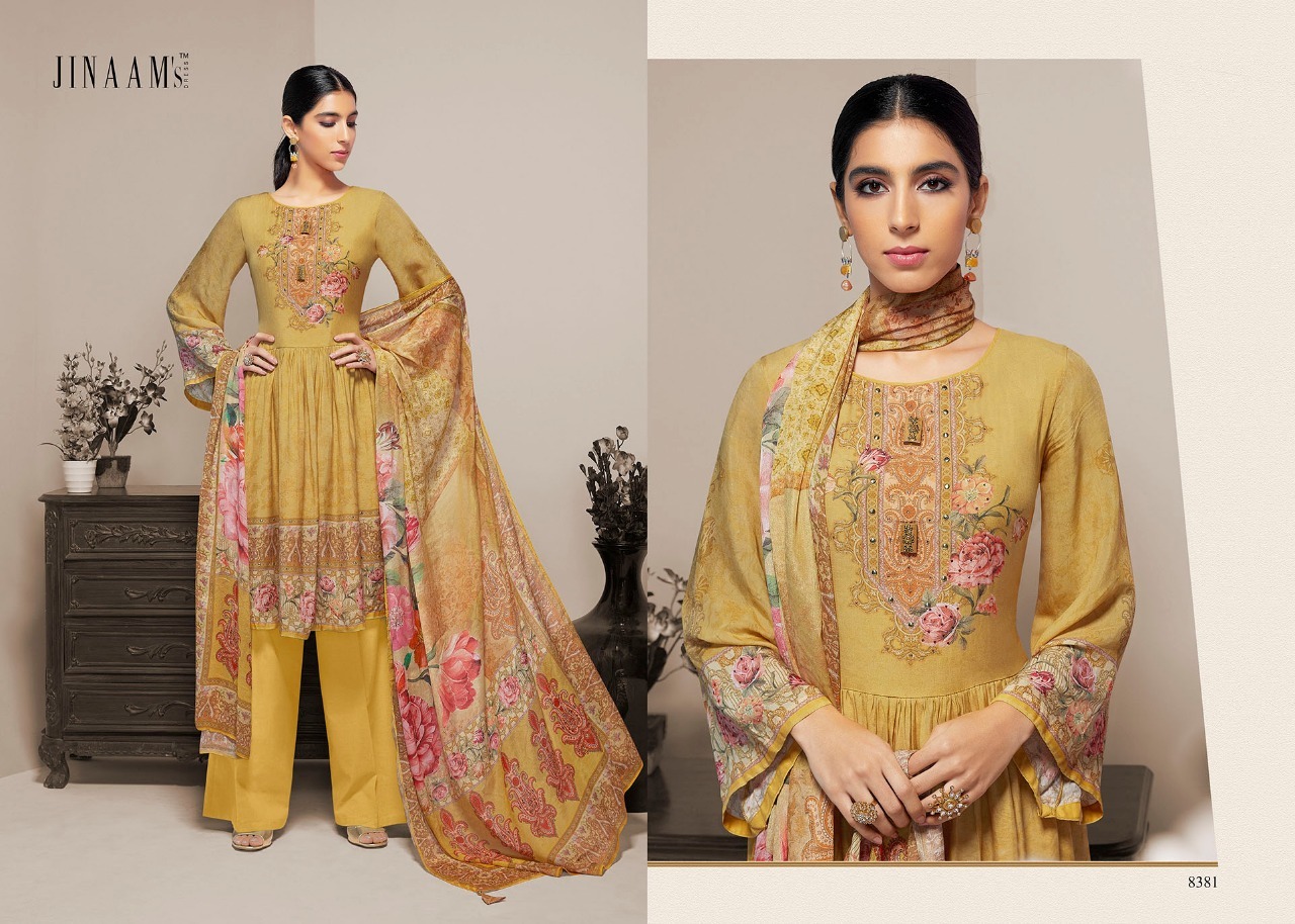 Yellow Jinam Carnation Salwar Suits