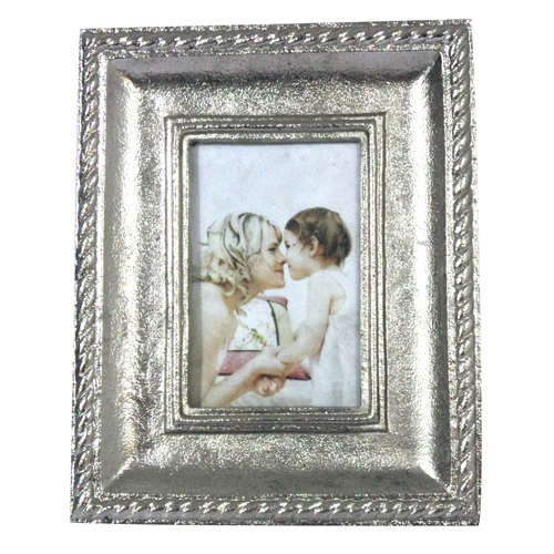 Customized Photo Frame - Metal, 4x6 Inches | Silver Classic Design, Polished Finish, Portrait Orientation
