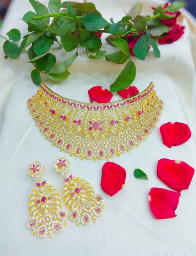 Red & White Traditional Choker Necklace Set