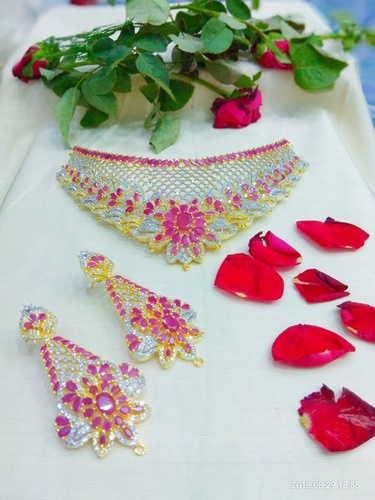 Ganga Jumuna Gold Plated Imitation Choker Set Jewelry