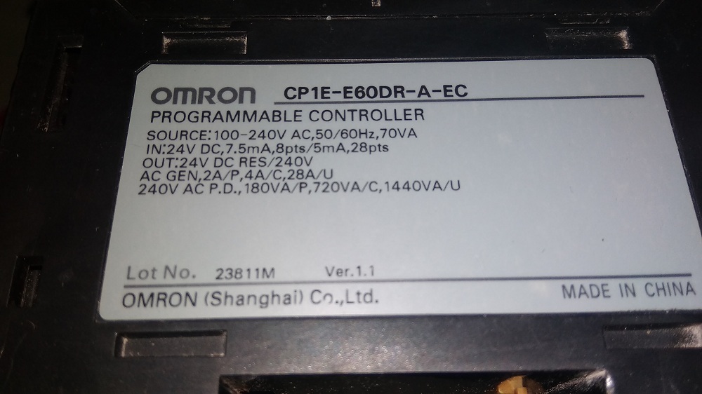 Omron Plc Cp1e-e60dr-a-ec