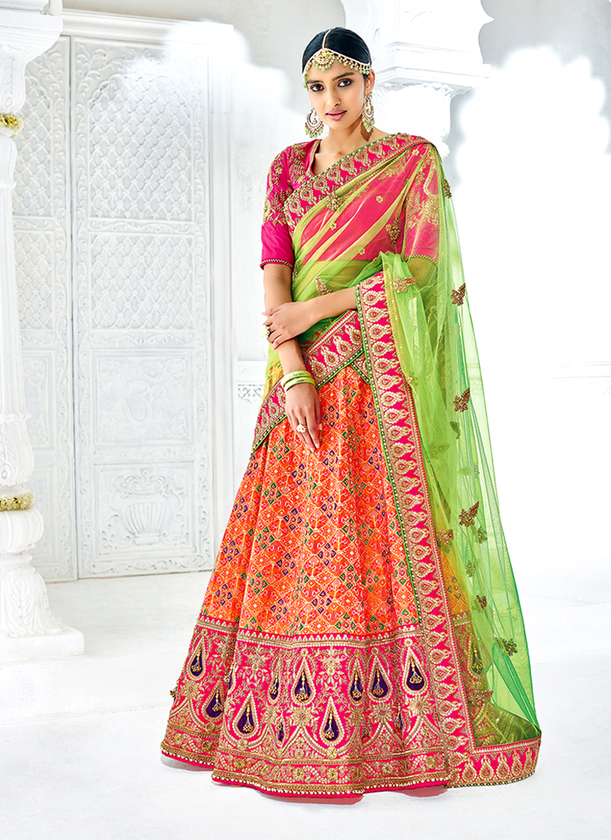 Elegant Bridal Lehenga - Velvet/banarasi Semi-stitched Lehenga, Net Dupatta, Hand Embroidery With Tussles, Customized Size & Style