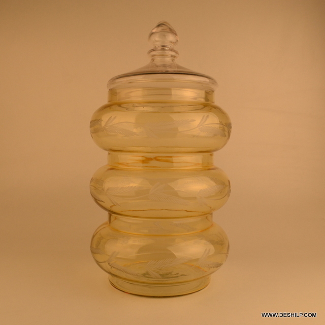 Yellow Three Ring Glass Jar Decorative Glass Jar With Lid Mason Jars Squash & Juice Glass Bottle