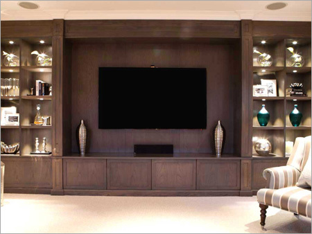 Wooden TV Unit - 60 Inches, Brown Finish | Solid Wood, 4 Shelves, Sturdy Design, 1-Year Warranty