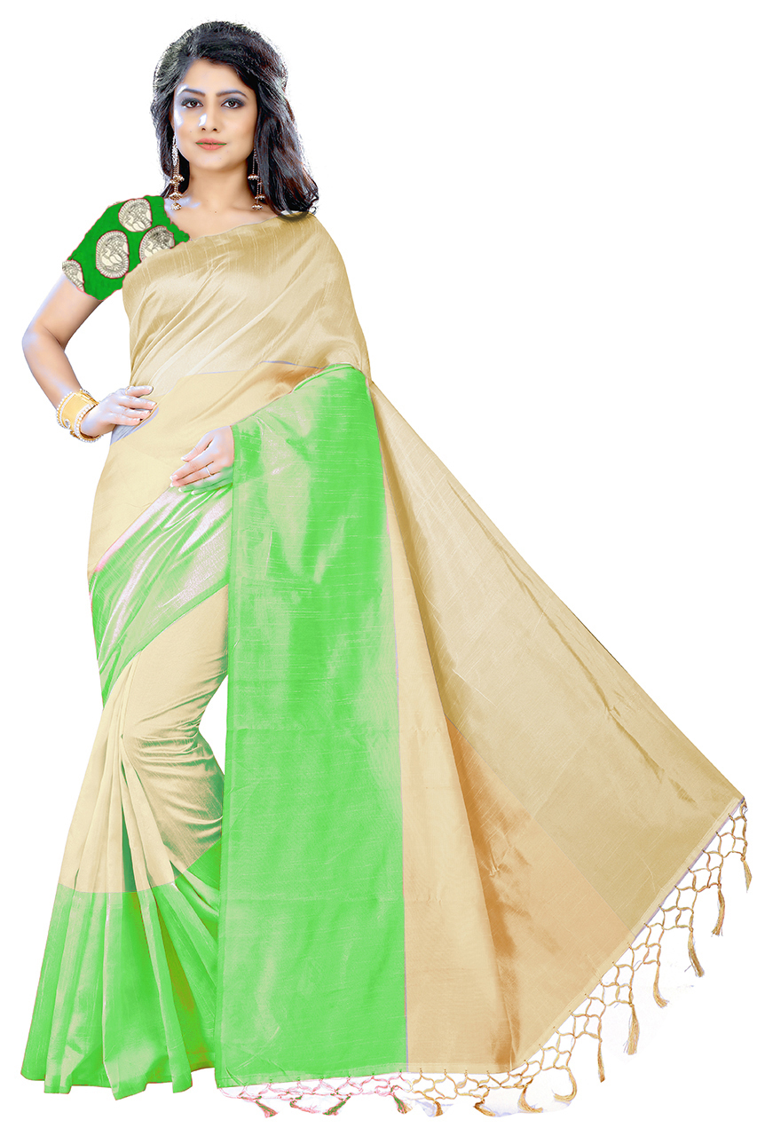 Cotton Saree - Cotton Silk Fabric, Length: 5.5 Mtr, Blouse Length: 0.8 Mtr, Color: Red, Yellow, Brown, Orange, Green, Pattern: Printed