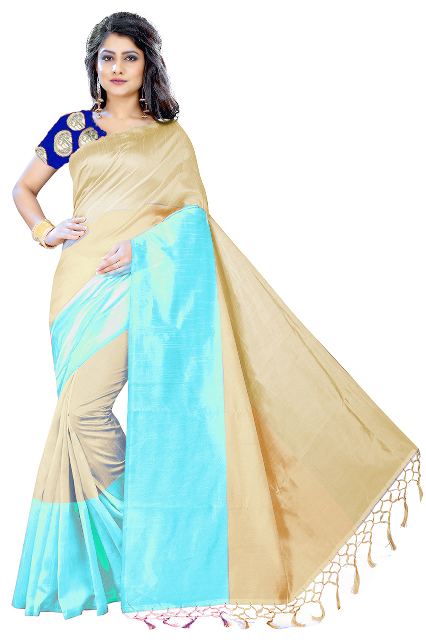 Cotton Saree - Cotton Silk Fabric, Length: 5.5 Mtr, Blouse Length: 0.8 Mtr, Color: Red, Yellow, Brown, Orange, Green, Pattern: Printed