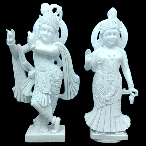 White Marble Radha Krishna Statues - Feature: Eco-Friendly
