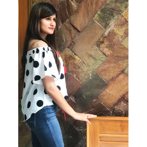 Ladies Polka Dot Off Shoulder Top