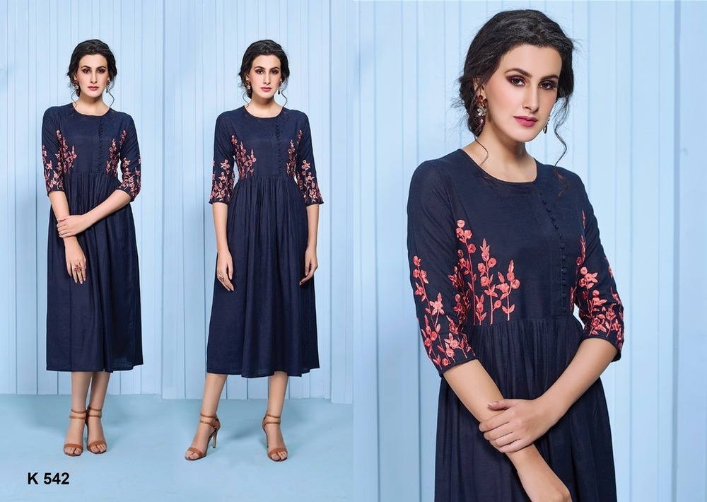 Blue Latest Designer Long Kurtis