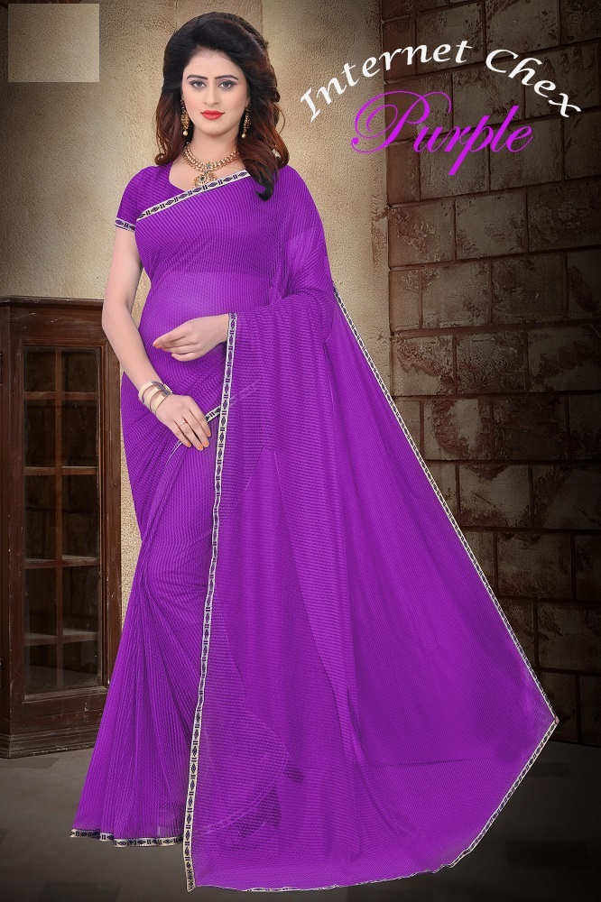 Fancy Polyster Saree With Lace - Cotton Silk, 5.5 Mtr Length, 0.8 Mtr Blouse, Colors: Blue, Pink, Black, Purple, Red, Green | Printed Pattern, Suitable For Rainy, Spring, Summer, Winter
