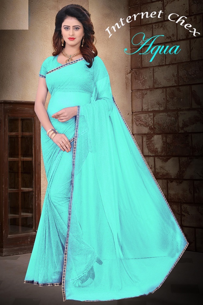Fancy Polyster Saree With Lace - Cotton Silk, 5.5 Mtr Length, 0.8 Mtr Blouse, Colors: Blue, Pink, Black, Purple, Red, Green | Printed Pattern, Suitable For Rainy, Spring, Summer, Winter