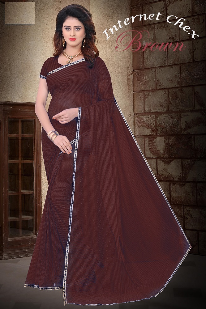 Fancy Polyster Saree With Lace - Cotton Silk, 5.5 Mtr Length, 0.8 Mtr Blouse, Colors: Blue, Pink, Black, Purple, Red, Green | Printed Pattern, Suitable For Rainy, Spring, Summer, Winter