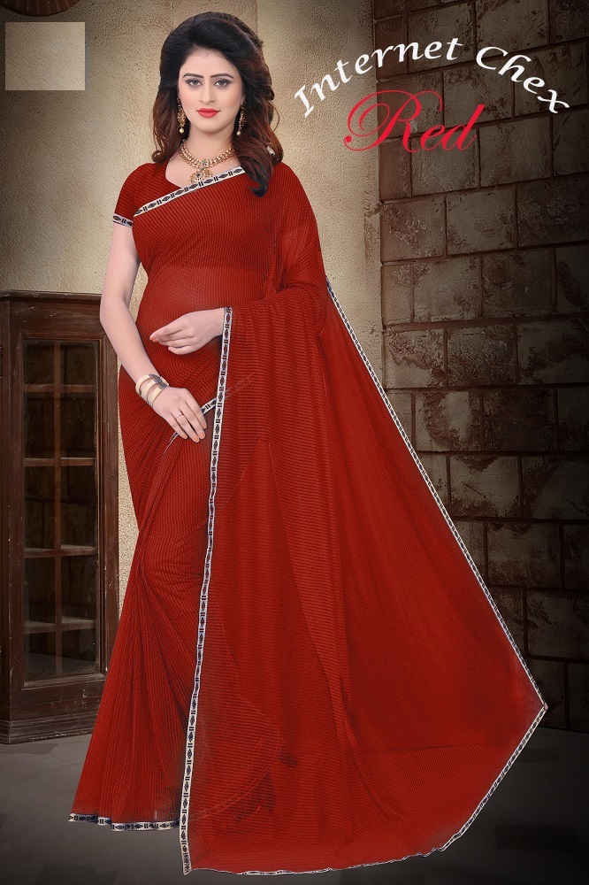 Fancy Polyster Saree With Lace - Cotton Silk, 5.5 Mtr Length, 0.8 Mtr Blouse, Colors: Blue, Pink, Black, Purple, Red, Green | Printed Pattern, Suitable For Rainy, Spring, Summer, Winter