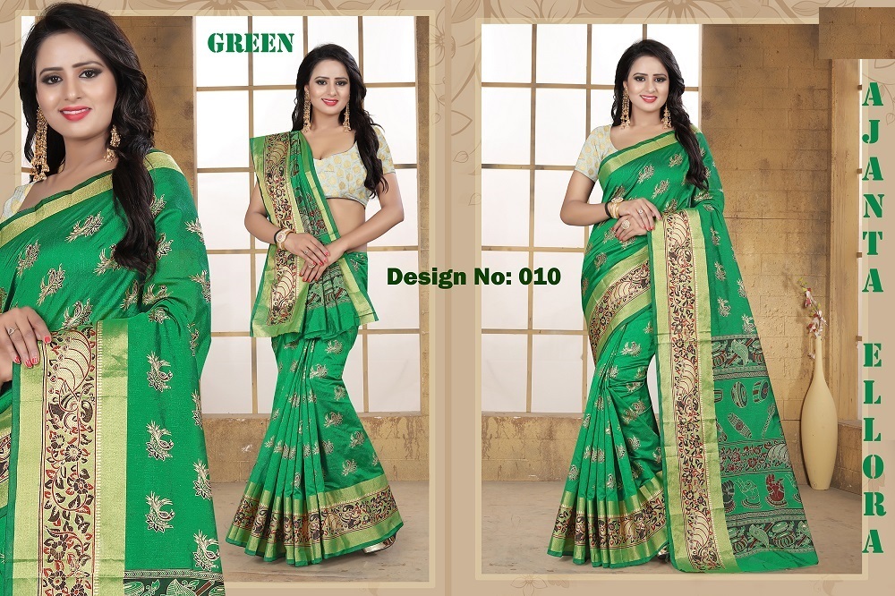 Fancy Silk Saree - 5.5 Mtr Length, 0.8 Mtr Blouse | Art Silk, Printed Pattern, Available In Black, Green, Orange, Blue, Pink, Yellow, Purple, Red