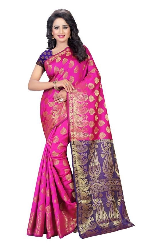 Blue Printed Saree Silk