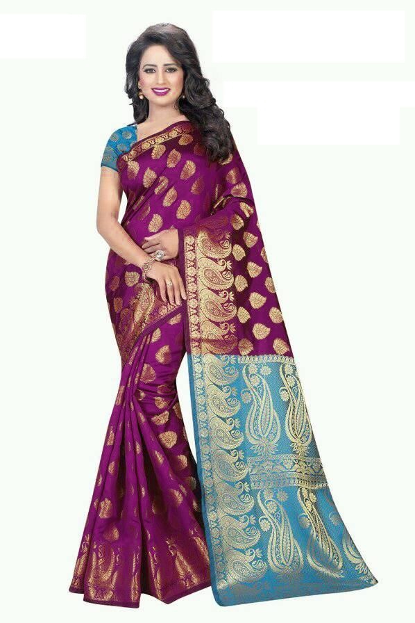 Blue Printed Saree Silk
