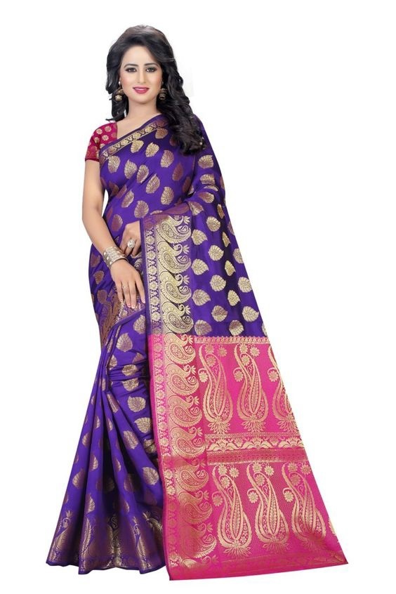 Blue Printed Saree Silk