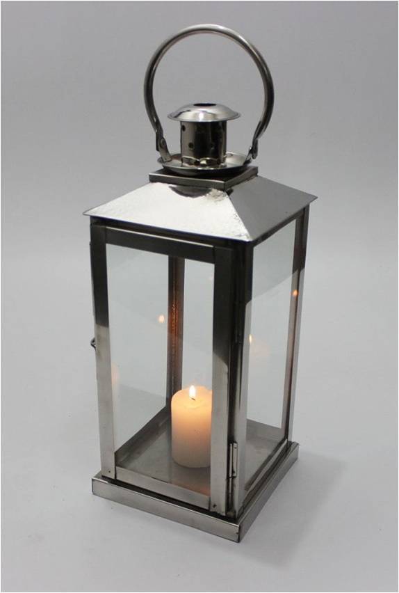 Steel Lantern - 14 Inch Height, Copper Finish | Intricate Moroccan Design, Glass Cylinder For Pillar Candle, Hinged Handle