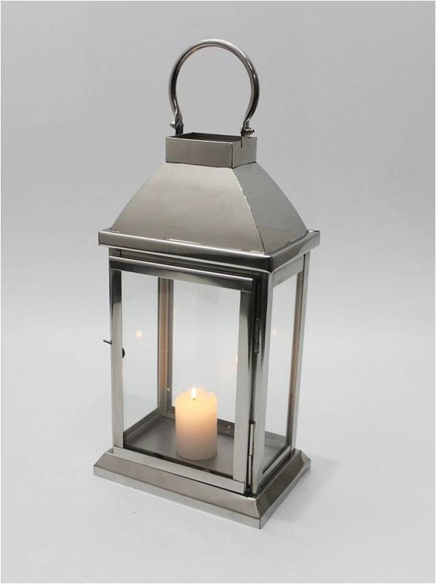 Steel Lantern - 14 Inch Height, Copper Finish | Intricate Moroccan Design, Glass Cylinder For Pillar Candle, Hinged Handle