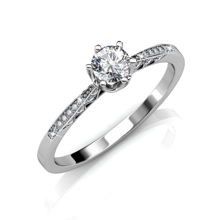 Crystals From Swarovski 18k White Gold Plated Silver Engagement Gender: Women