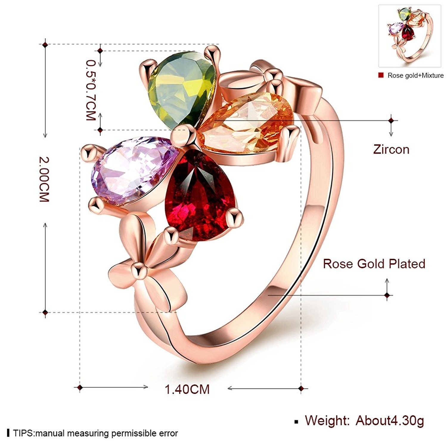Multicolor Crystal Ring