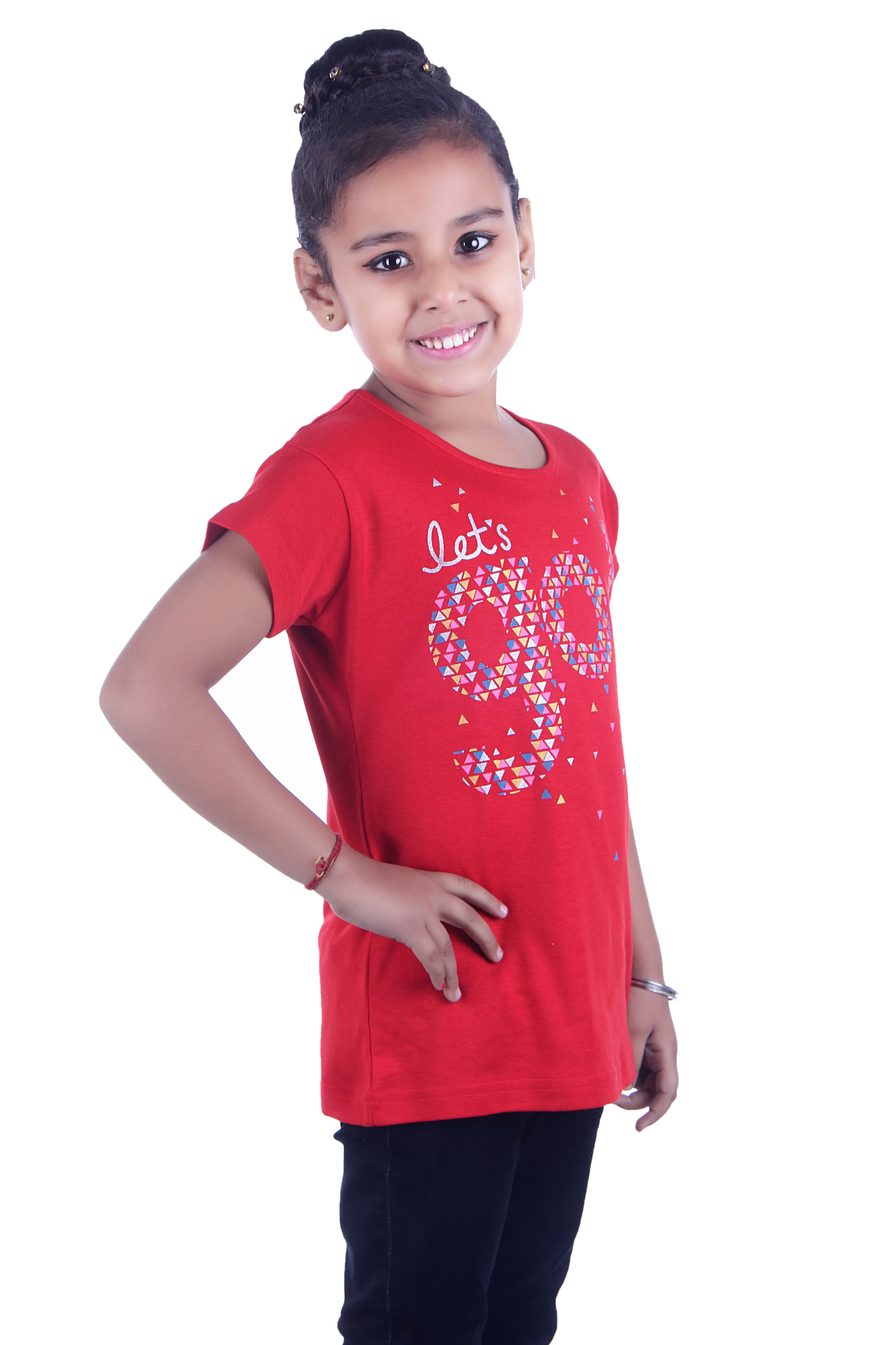 Pretty Top - Cotton Sinker Fabric, Size 22-36, Red Color Set | Cap Sleeve, O-neck, Printed Pattern For Casual Ethnic Wear