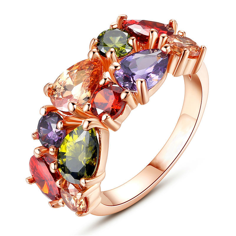 18k Rose Gold Plated Sparkling Ring For Women And Girls