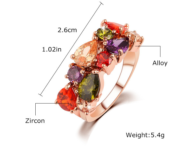 18k Rose Gold Plated Sparkling Ring For Women And Girls