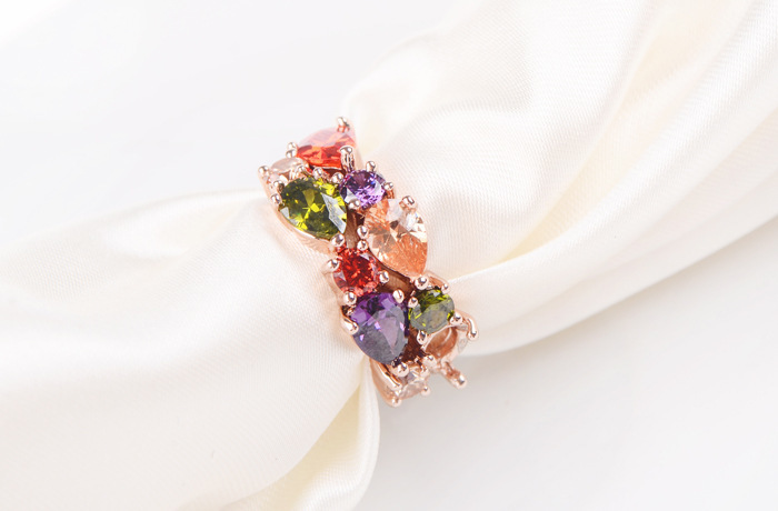 18k Rose Gold Plated Sparkling Ring For Women And Girls