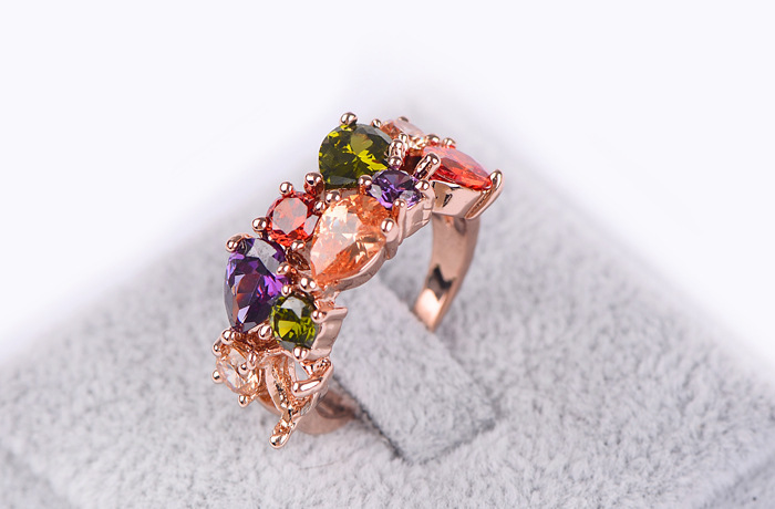 18k Rose Gold Plated Sparkling Ring For Women And Girls