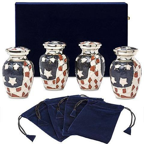 मानव राख के लिए हमेशा के लिए प्यार सफेद छोटा कलश - 4 का सेट