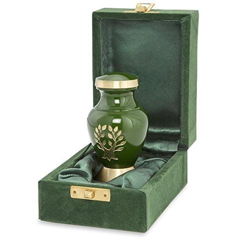 Everlasting Love White Mini Keepsake Urns - Set Of 4, Unique Solid Brass Design With Velvet Case And Individual Bags