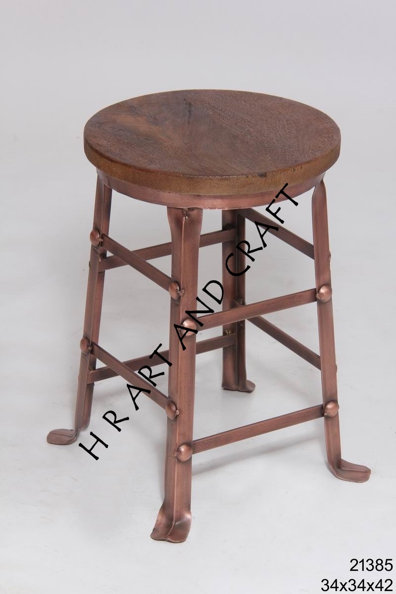 Powder Coating And Natural Color On Top Traditional Bar Stool