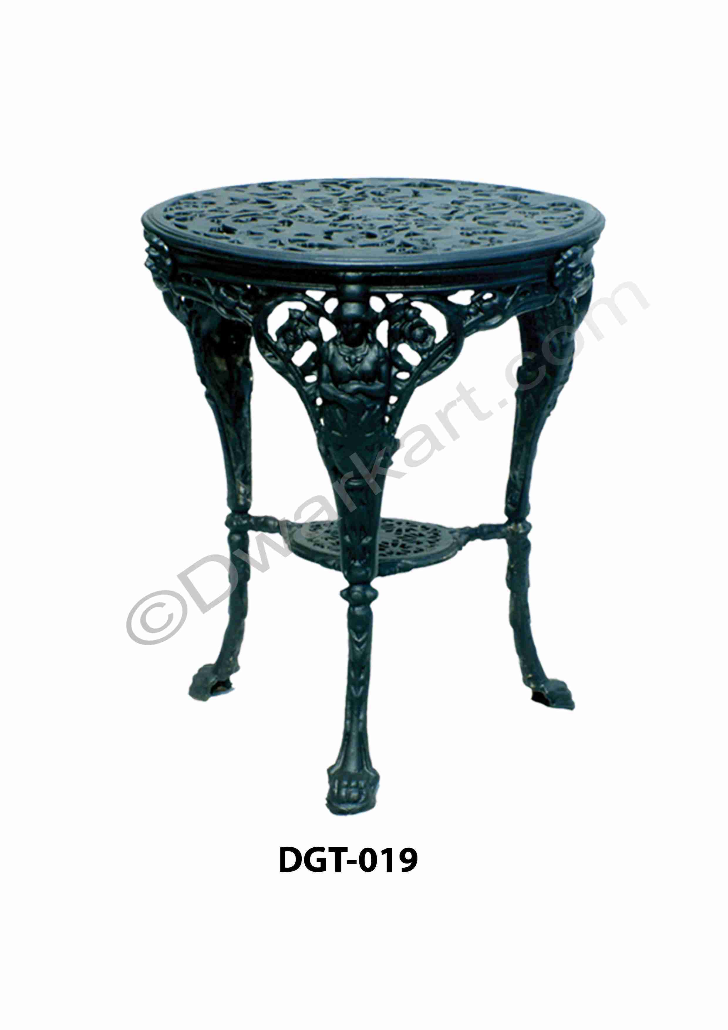 Retro Design Cast Iron Garden Table - 50 Cm Wide, Black Finish | Durable, Eco-friendly, Easy To Clean, 5-year Warranty