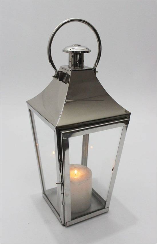 Lanterns - Steel Material, 12 Inch Height X 5 Inch Width, Nickel Finish, Polished Technique | Indian Decorative Theme, Multi-sided Design