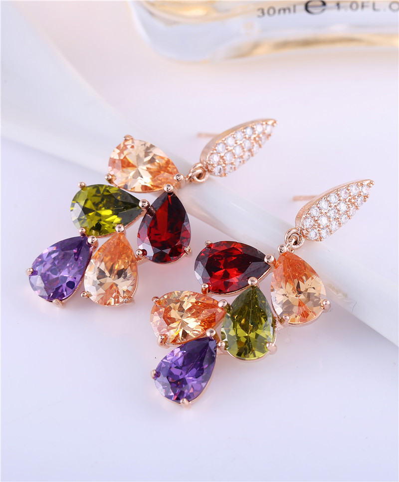Multi-color 18k Real Gold Plated Dangle & Drop Earring